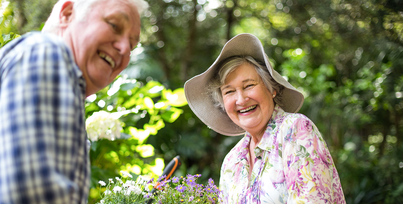 Zwei Senioren beim grtnern