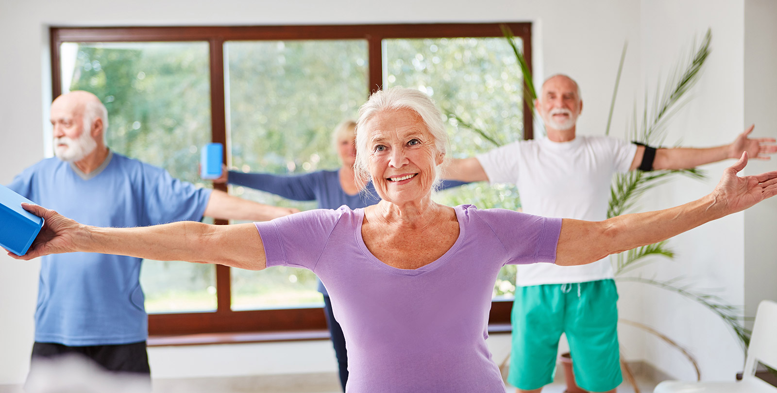 Eine Gruppe Senioren macht Fitnessbungen